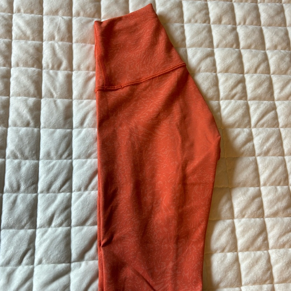 Orange Coral Patterned Leggings Lululemon